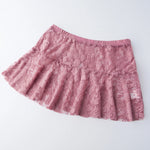 Summer Women Mini Skirts Floral Lace Sheer Elastic Waist A-line Skirt for Beach Vacation Club Cover-ups Streetwear