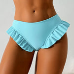 Summer Lotus Leaf Swimsuit for Women Bikini Women's Beach Shorts Defense Bare Swimwear Bather Biquini Solid Swimming Shorts