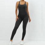 Seamless High-Waisted Peach Hip Yoga Jumpsuit for Women - Fast Drying Sweat-Wicking Tight Running Sports Jogging Gym Activewear