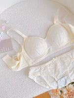 Summer Lace Half Cup Bra Small Bust Beachwear Gathering Light Support Pure Bralette Ultra Thin Wirefree Set AU MOYISU S-XL-32-38