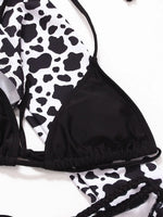 Leopard Printed Long Sleeve Beach Cover-up Bikini Women Swimwear Female Swimsuit Three-pieces Bikini Set Micro Bathing Suit Swim