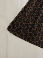 French style leopard print mesh sheer nightgown, sexy lace-edge deep V strap nightgown with T-shirt two-piece set ZA825233