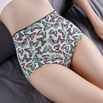 Women High Waist Panties Ice Silk Seamless Tummy Control Briefs Sexy Printing Flowers Soft Comfort Underwear Butt Lifter Panty
