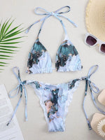 2026 Ribbed Ruffled Frilled Brazilian Bikini Women Swimsuit Female Swimwear Two Pieces Bikini Set Halter Bathing Suit Swim Lady
