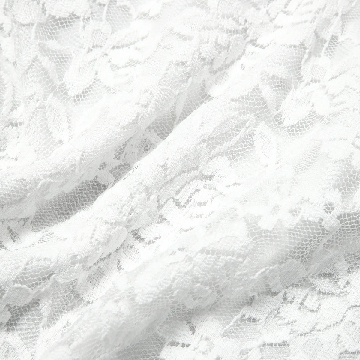 Sexy White Lace Bodysuit Women Solid Color Long Sleeve Sheer Corset Top Autumn Ruffles V Neck See Thourgh Slim Fit Jumpsuit