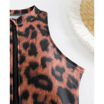 Zebra Print One Piece Swimsuit Woman High Neck Bodysuit Zipper Swimwear Beach Wear Leopard 2024 Bathing Suits Holiday Summer