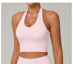 Women Fitness Sports Bra Halter Top High Support Push-up Open Back Gym Bra Shockproof Running Fitness Yoga Workout Underwear