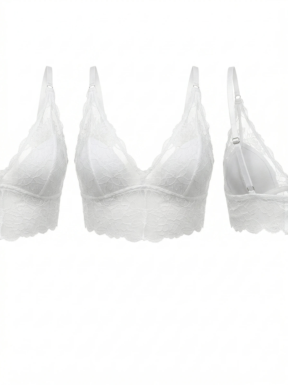 Women Lace Triangle Bralette Top Deep V Neck Wireless Push Up Bra Sheer Sexy Underwear For Daily Wear Beach YS3017