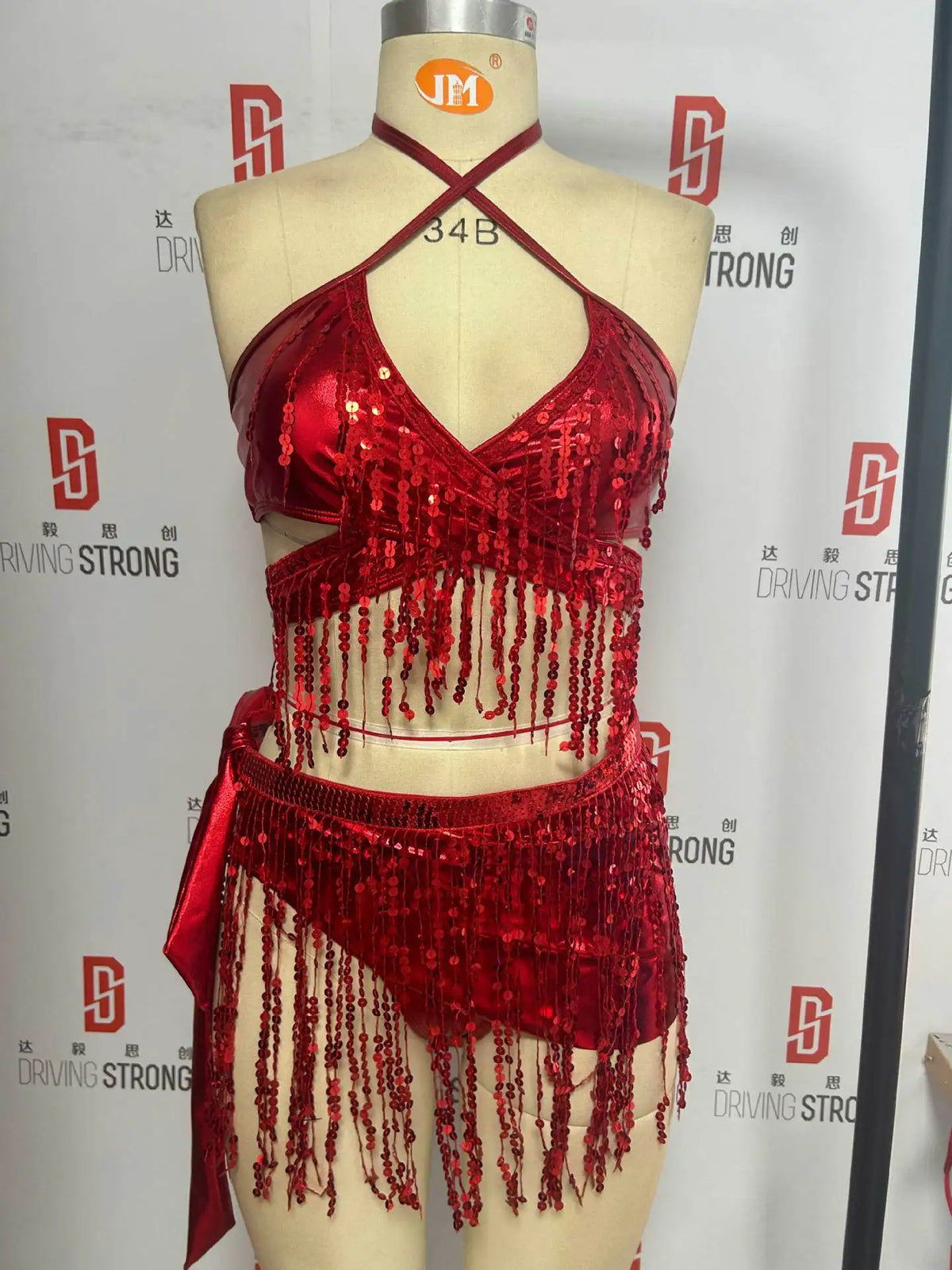 DEKABrazilian Silver Sequin Tassel Bikini Set Women's Halter Fringes Bra Shorts Nightclub Swimsuit Dance Stage Outfit Swimwear