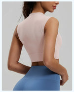 Women's Yoga Tank Top Highly Stretchy, Slightly High-Neck Sports Bra with Built-In Cups Lifts and Shapes The Bust Sexy Fitness