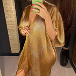 Sexy Fringe Tassel Mesh Sheer Shiny Knitted Tunic Beach Cover Up Cover-ups Beach Dress Beach Wear Beachwear Female Women V3321