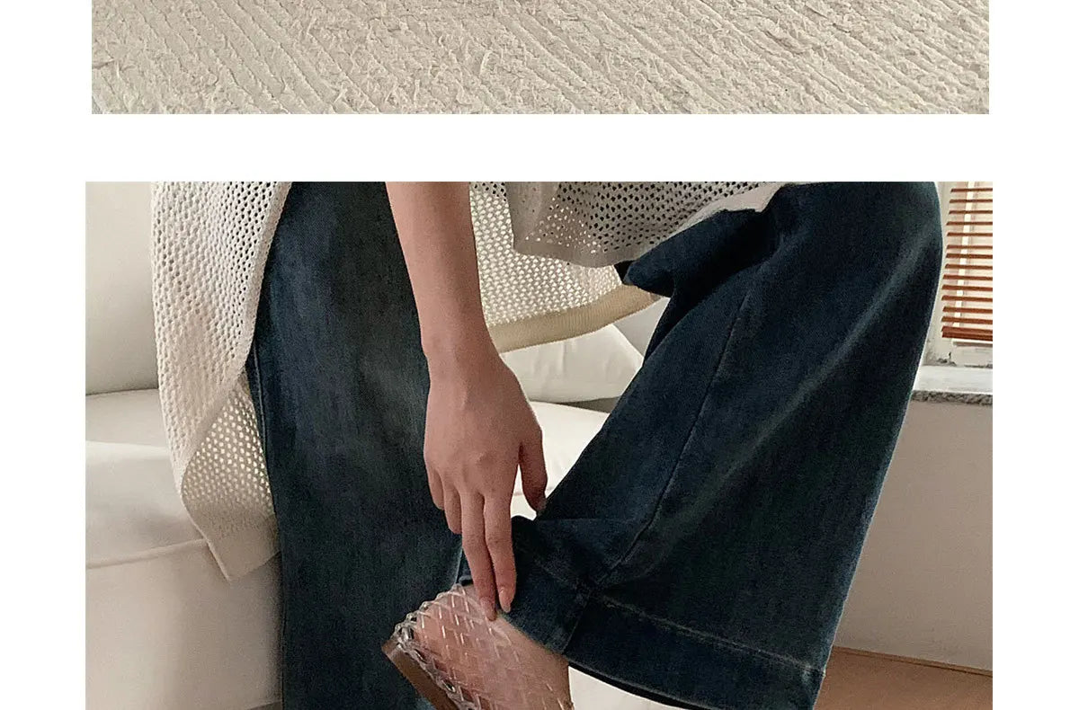 Women's New Flat Sandals with Hollow Transparent Color Mesh Jelly Shoes Woman Daily Walking Flats Plus Size 41 Soft PVC Footwear