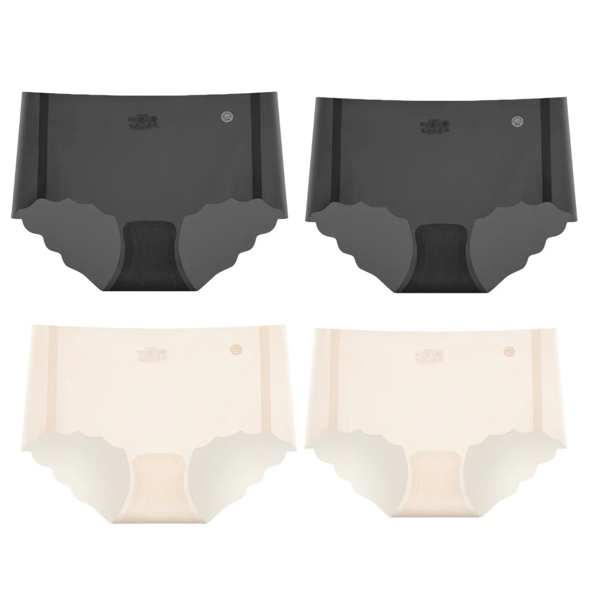 4Pcs/Set Women Low Rise Ice Silk Brief Underwear Sheer Cooling Panties Scalloped Edge Low Waist Daily Underpants Intimates M-XL