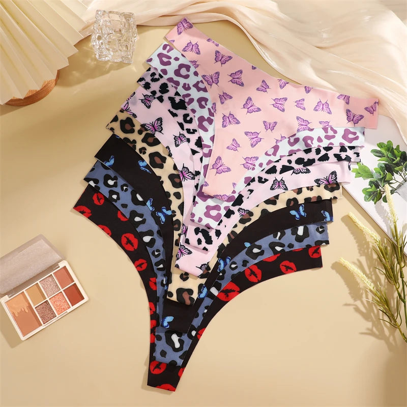 5Pcs Women G-string Seamless Sweet Fruit Thongs Low-waist Panties Ladies Soft Cute Thongs Female S-XL T-Back Panties Underwear