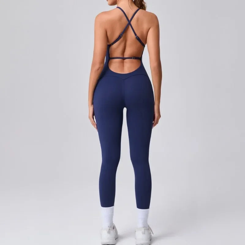 Women's Yoga Jumpsuits Sports Fitness Hip-lifting Cross Beauty Back Adjustable Straps One-piece Training Workout Gym Bodysuits