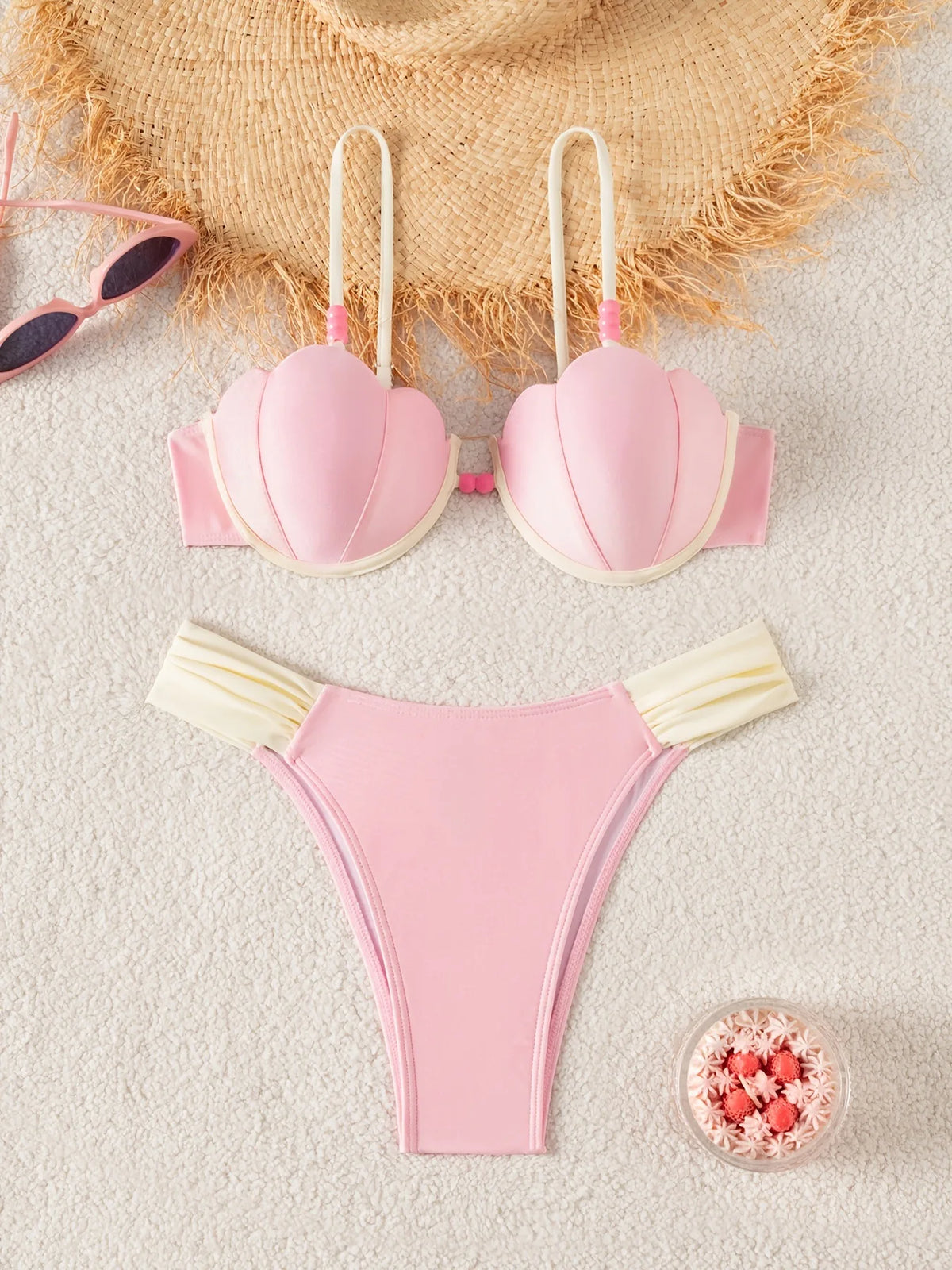 ZTVitality Women's Shell Shape Beaded Bikini Set 2026 New Two Piece Swimsuit Female High Cut Bathing Suit Beachwear Biquini