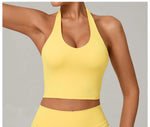 Women Fitness Sports Bra Halter Top High Support Push-up Open Back Gym Bra Shockproof Running Fitness Yoga Workout Underwear