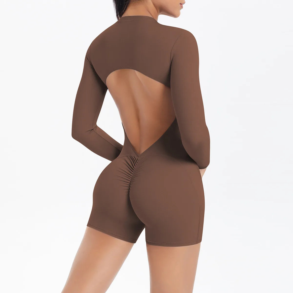 Women's Seamless Yoga Jumpsuits Sports Fitness Zipper Open Beauty Back Hip-lifting One-Piece Running Training Workout Bodysuits