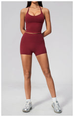 Quick Drying 2 Pcs Yoga Sets Women V Neck Slimming Sports Tank Top High Waist Shorts Fitness Suit Outwear Gym Running Tracksuits
