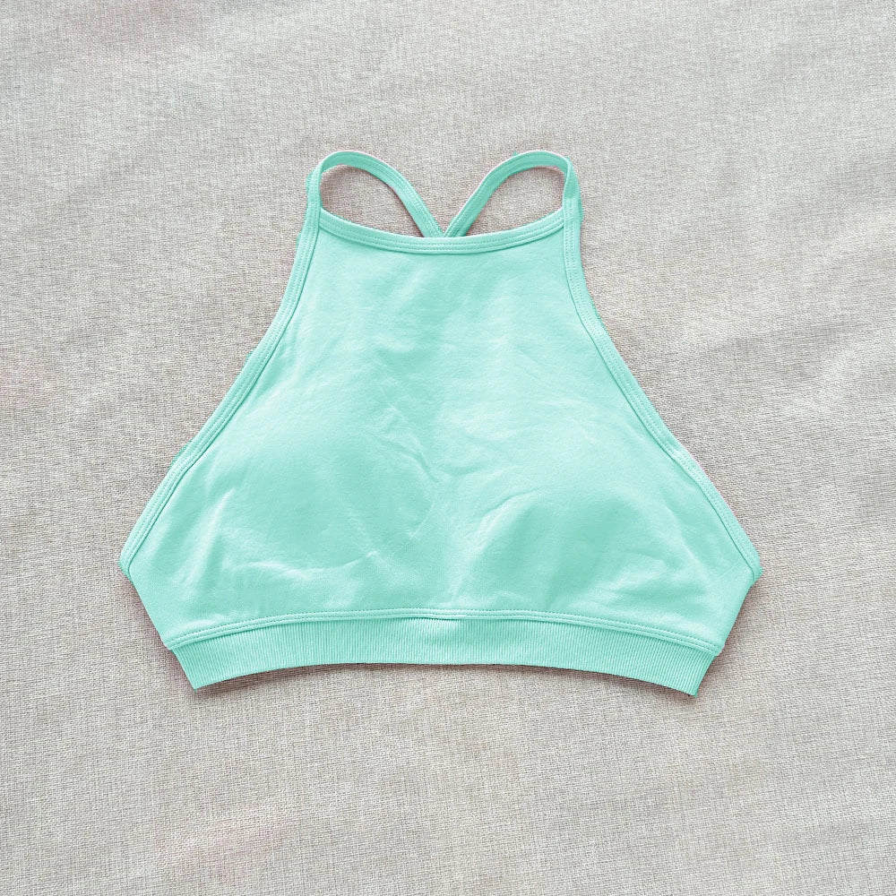 Drdfnamic High Neck Backless Sports Bra Support Back Cross Fitness Underwear Push-up Gym Clothes Workout Sports Tank Top XP400
