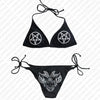 Aesthetic Gothic Fashion Women Swimwear 2000s Y2k Style Letter Print Bikini Set Thong Swimsuit Two Pieces Bathing Suit Emo Girls