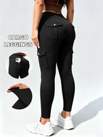 Multi Pocket Cargo Leggings For Women High Waist Butt Lifting Leggings Stretch Slim Workout Yoga Fitness Running Pants