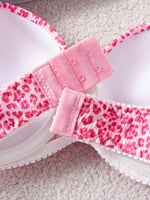 Single Piece Pink Leopard Print Bra Adorable Daily Wear Gathered Effect Feminine Underwear Comfortable Bra for Women