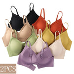 2Pcs/Set Seamless Bras For Women Wire Free Push Up Underwear Sexy Lingerie Invisible Bra Top Removable Pads Female Intimate