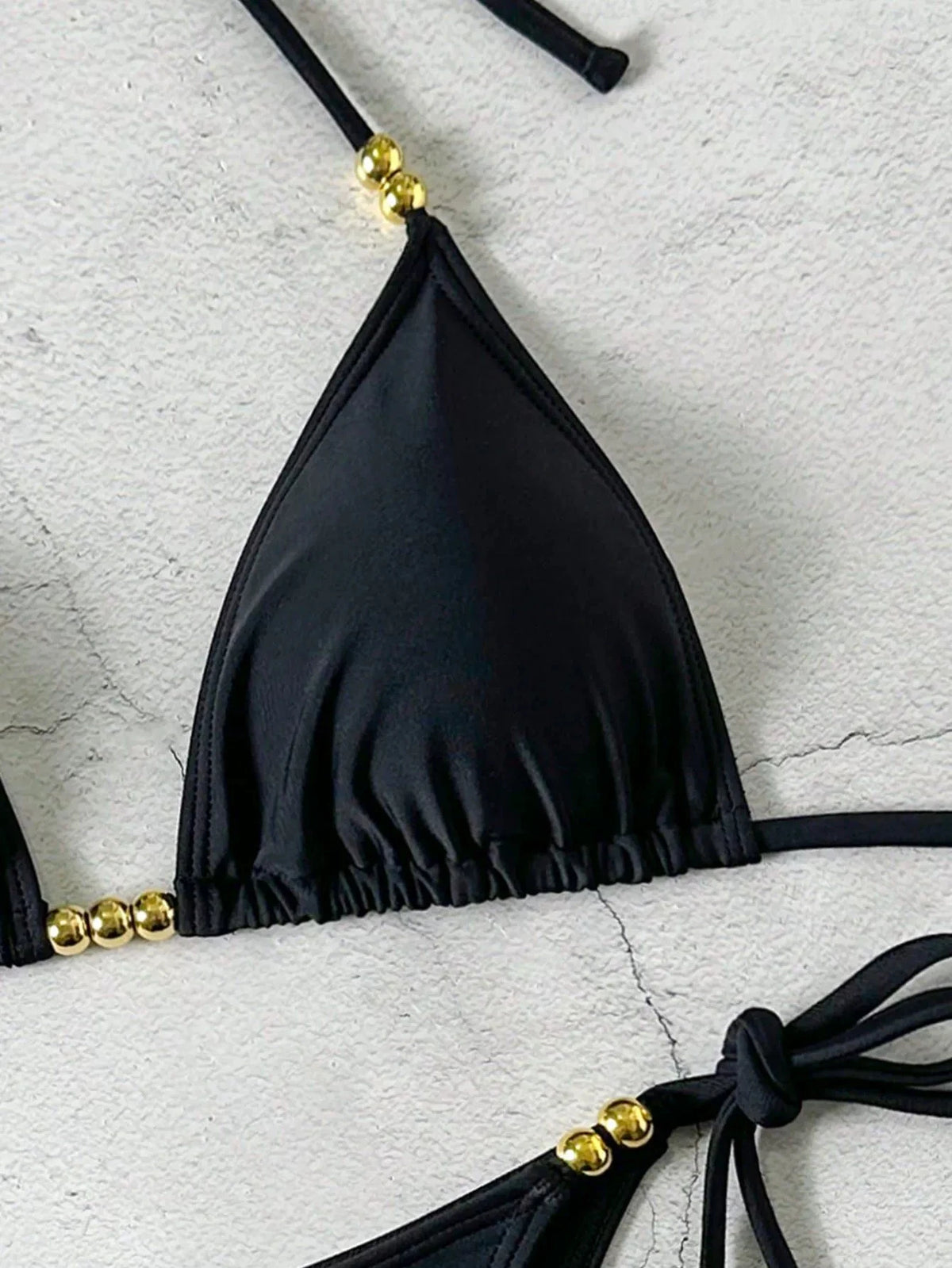 DEKA Sexy Triangle Black Bikini Sets Micro Thongs Swimsuit Women Bathing Suit Beachwear Solid Color Swimwear Thong Bikini