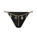 Flash Diamond Letter Pendant Design Thongs Low Waist Intimates Panties Women's Sexy Underpants Transparent Erotic Underwear