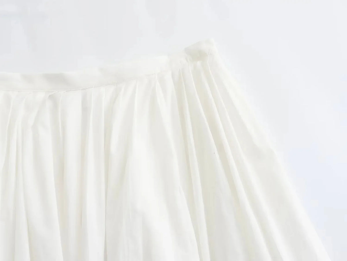 Foridol Solid White A-line Long Skirt Spring Summer Women Elegant Pleated Skirt Bottoms 2025 High Waist Female Faldas Mujer