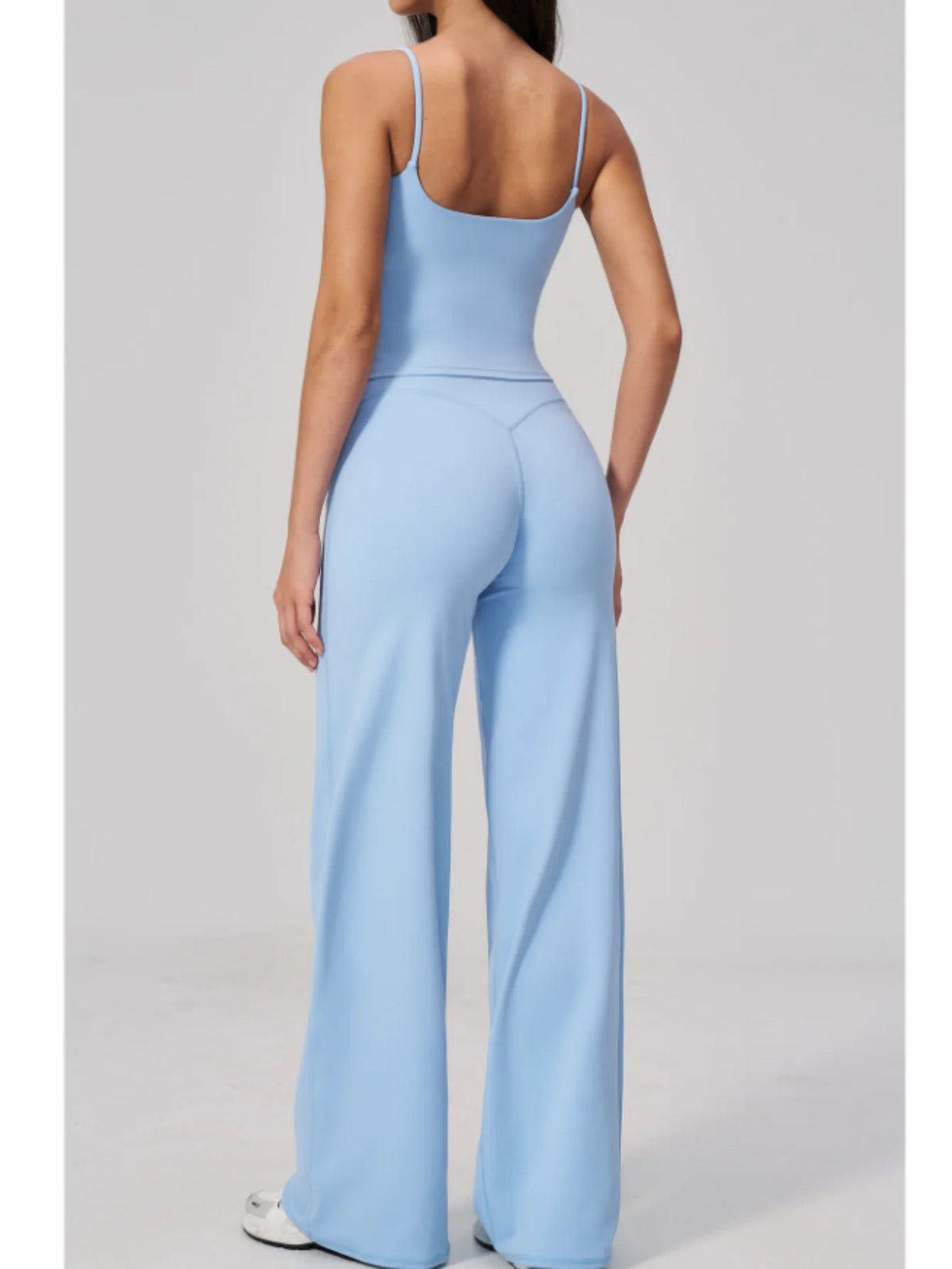 Yoga Suit Gym Fitness Set Hanging Neck Slim Sports Tank Top High Waist Wide Leg Pants Tracksuit Outdoor Running Athletic Wear