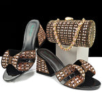 doershow High Quality African fashion Style Ladies Shoes And Bags Set Latest SILVER Italian Shoes And Bag Set For Party HJJ1-10