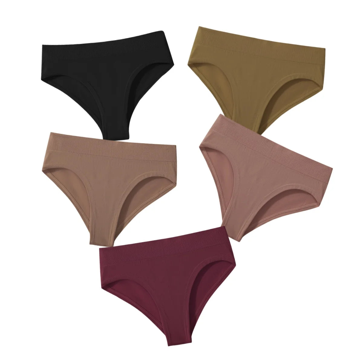 5Pcs/Set Briefs High Rise Panty Women Panties Female Underpants Solid Color Seamless Underwear S-XXXL Sexy Lingerie Intimates