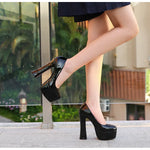 2022 New Model Catwalk Show 14CM High Heels Women's Banquet Party Round Toe Wear Single Shoes Large Size Women's Shoes 35-46