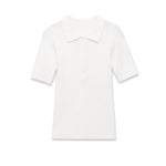 Fashion Casual Short-sleeve Collar Knit Shirt Women White Shirt Short Sleeve Button Down Casual Top For Summer Daily Wear O9JO