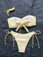 Sexy Yellow Starfish Bikini Set 2026 Women Bandeau Pleate Push Up Bra Drawstring Side Thong Swimsuit Beach Bathing Suit Swimwear
