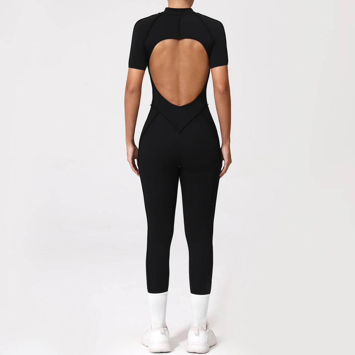 With Zipper Hollow Back Yoga Jumpsuit Sportswear Women Gym Clothes Running Fitness Yoga Backless Bodysuit