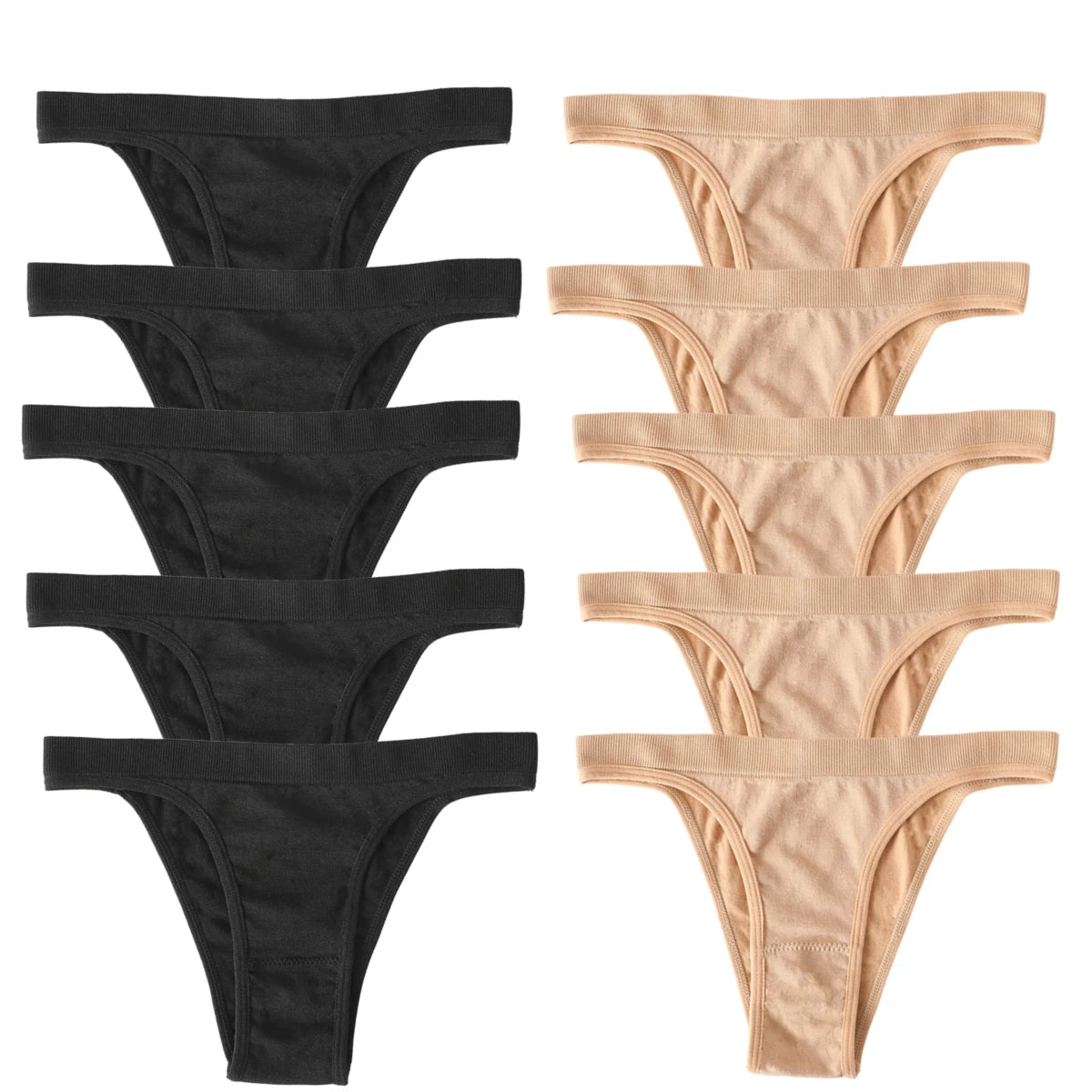 10Pcs/Set Women Seamless Panties Ribbed Underwear Sexy Lingerie High Leg Cut Female Sports Underpants Femme Thongs