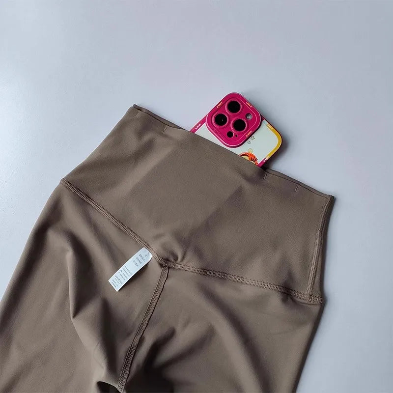 High Waist Women's Yoga Fitness Pants Naked Skin Feeling with Pockets Sports Tight Fit Running Trousers Hip Lifting Pants