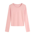 Women Long Sleeve T-shirt Crew Neck Tee Breathable Skin-friendly Basic Tee Autumn Winter Inner Wear Top