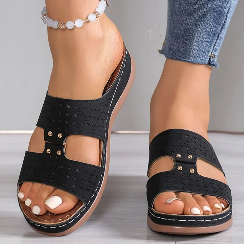 Ladies Shoes Open Toe Women's Slippers Fashion Outdoor Casual Summer New Plus Size Light Comfortable Flat Slippers 2026 New