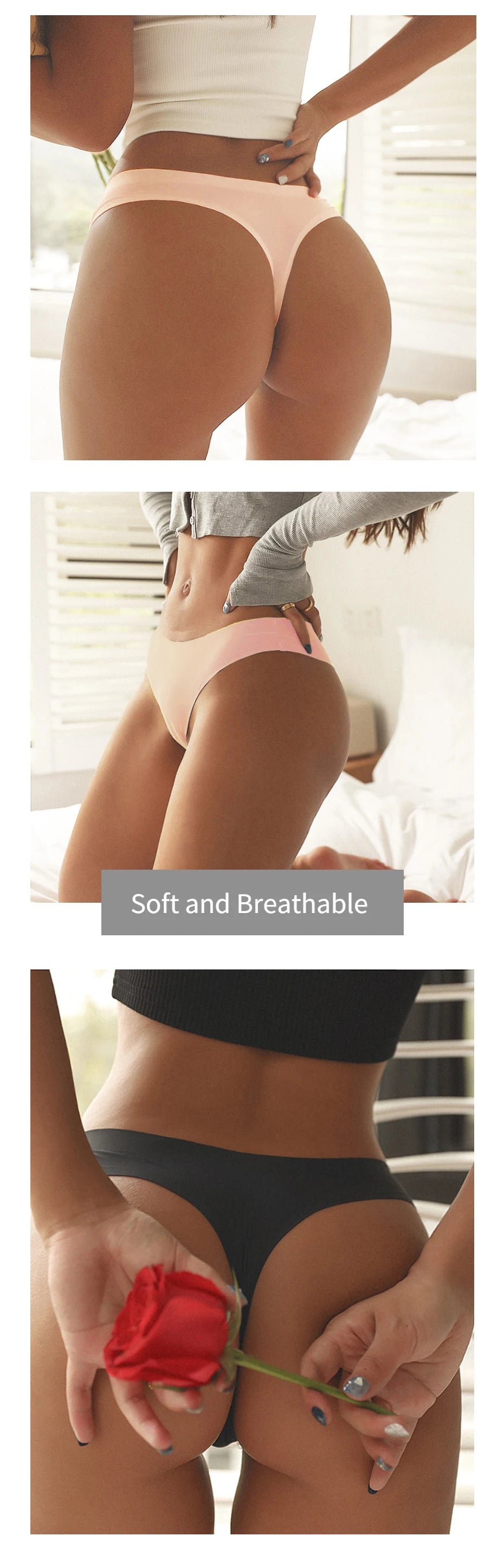 BZEL Sexy Women's Thongs Panties Traceless Soft Ice Silk Breathable G-String Lingerie for Woman Female Underwear 3XL Large Size