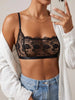 Black Floral Embroidered Mesh Bralette Women Sheer Lace Thin Adjustable Straps Wireless Everyday Lingerie ZA826336