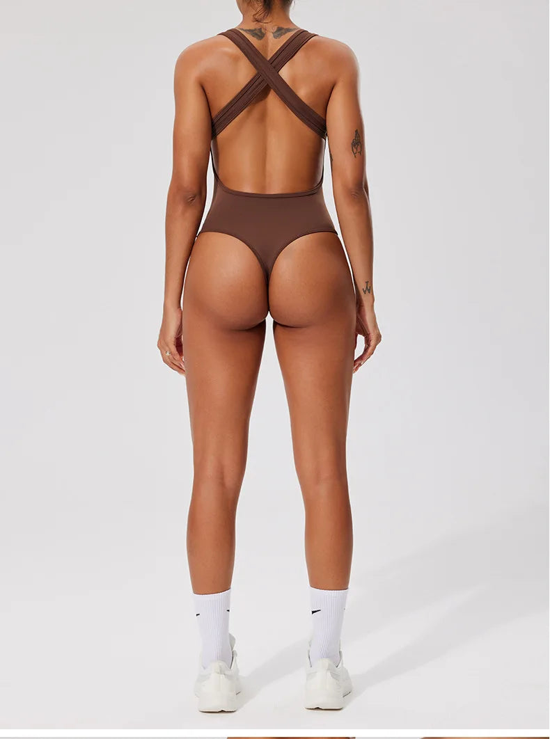 Seamless Yoga Jumpsuit Set Casual Back Base Tight One-piece Corset SlimBodysuit Yoga Suit Suspender Sports Fitness Suits Women
