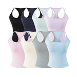 Early Spring New Style Hot Girl Pure Desire Sexy U-Neck Chest Pad Elastic Base Tank Solid Color Backless Sleeveless Top 6JYN