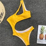 2026 Asymmetric One Shoulder Women Swimwear One Piece Swimsuit Female Monokini Bather High Cut Out Bathing Suit Swim Bodysuit