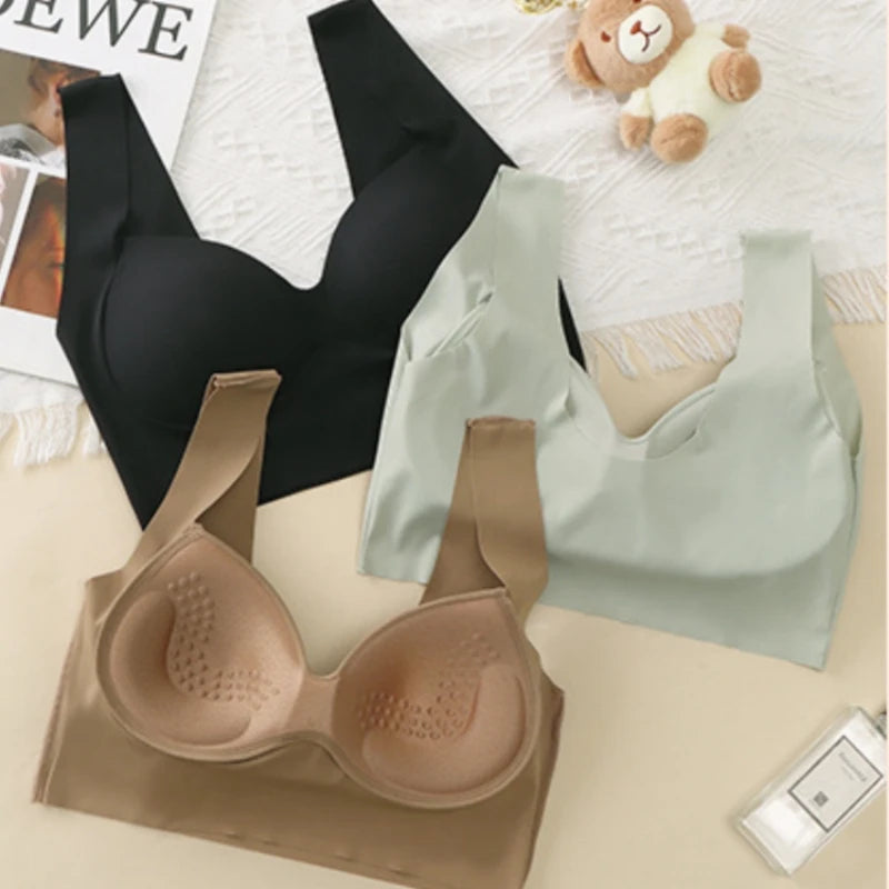 Seamless Bras For Women Push Up Bra Female Underwear Soft Vneck Crop Top No Wire Brassiere Sports Intimates Push Up Lingerie