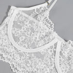 3PCS Lace See Through Bra Set Women Sexy Lingerie Underwear Halter Tops Bra and Panties Garter Intimate Sex Costumes