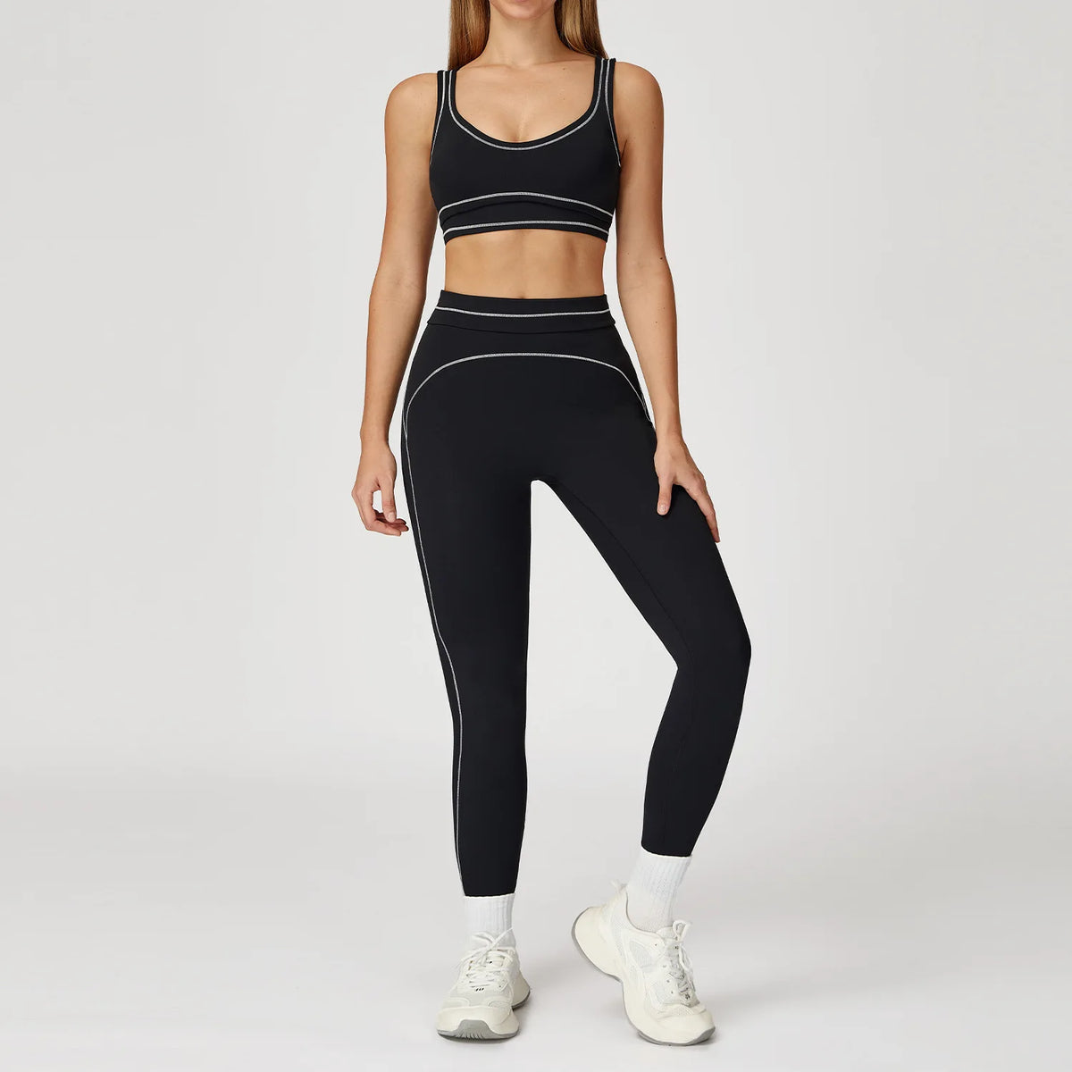 2PCS Yoga Set Gym Clothes Outdoor Sports Outfits Women Tracksuit Gym Fitness Suits Workout Long Sleeved Flared Pants Sportswear